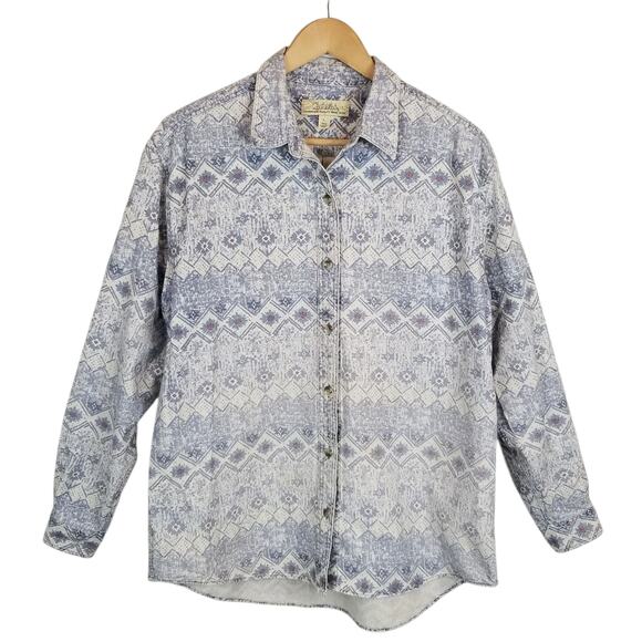Cabela's Women's Blue 100% Cotton Casual Button Up Long Sleeve Shirt Size Large - Picture 1 of 5